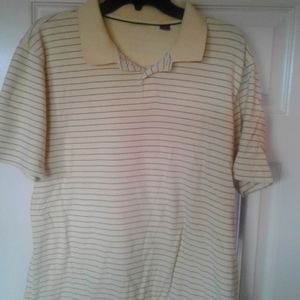 Tasso Elba mens polo yellow black strip Large